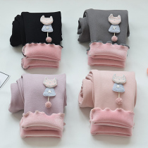 Girls leggings plus velvet thin velvet spring and autumn 2022 winter all-in-one velvet outer wear baby cotton pants childrens foreign pants