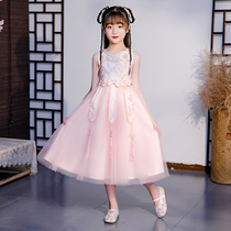 Childrens skirt summer Chinese style super fairy Hanfu girl summer dress girl summer dress over knee long dress