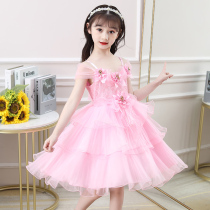 Childrens dress Princess dress foreign girl dress piano performance dress net gauze sling flower girl host summer