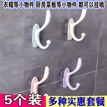 Strong viscose hook creative kitchen bathroom wall load-bearing coat hook no trace nail-free door rear adhesive hook hanger