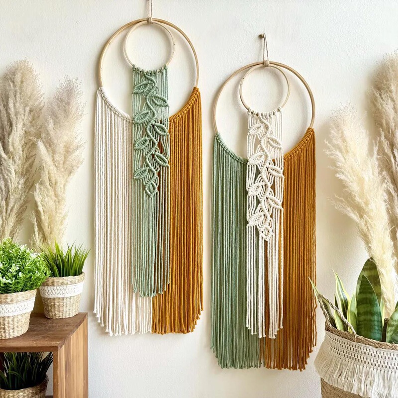 Bohemian Style Hand-Woven Tapestry with Colorful Tassels Wall Decoration for Home Bedroom Living Room Decoration Bohemian Style Hanging Decoration