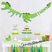 Happy Birthday Party theme Dinosaur bunting Festive activities Letters pull flowers Year-old decoration