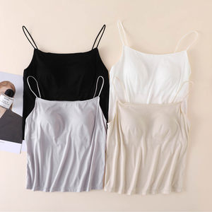 Silk Camisole with Built-In Bra for Women, Summer Thin Style, Real Silk Spandex, No Need to Wear a Bra, Base Layer Top
