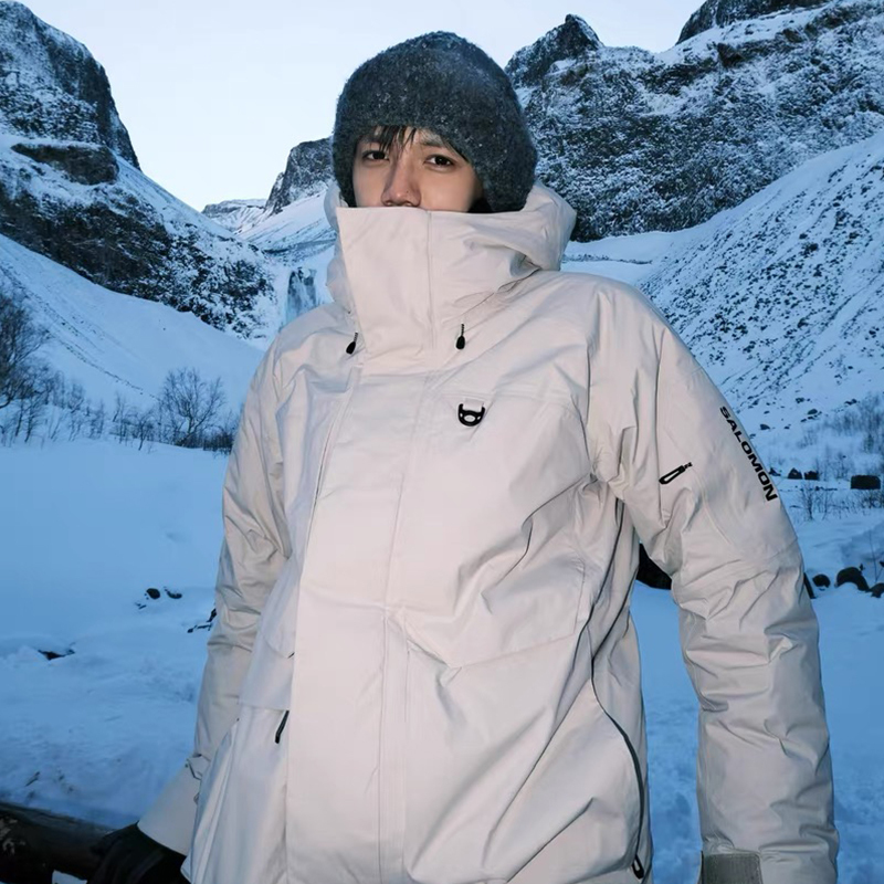 Salomon Salomon down Jacket Outdoor Unisex Hooded Warm Jacket Fill Power 700 down Coat 90%