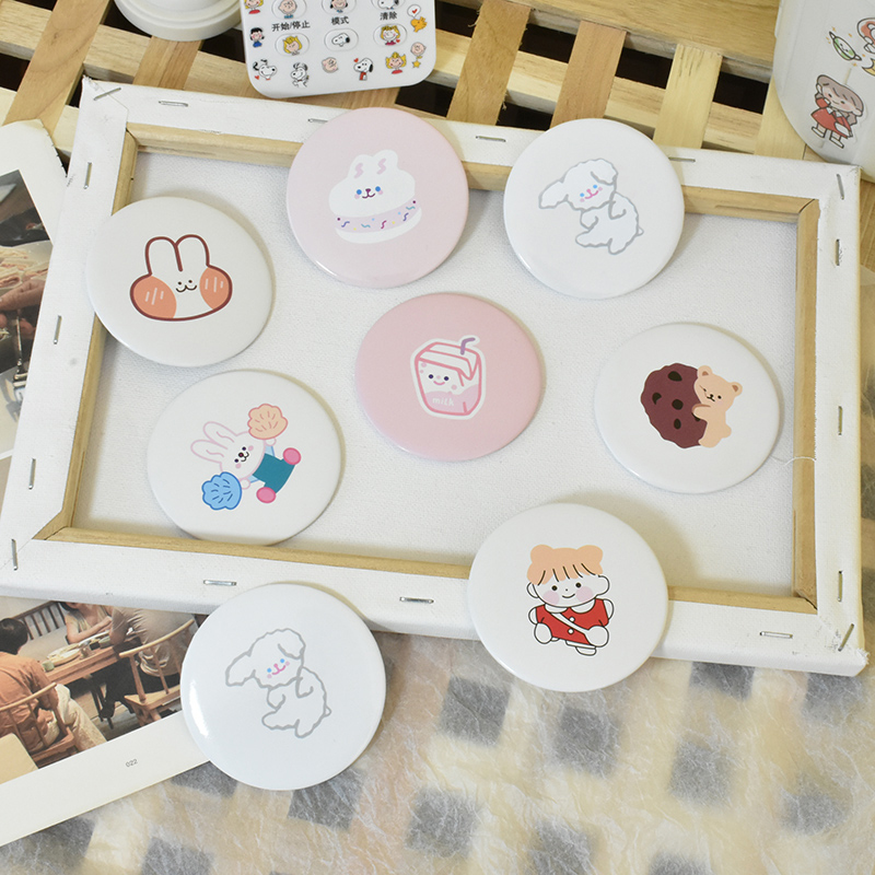 Mini cartoon cute little round mirror classroom outdoor portable makeup makeup-up glass mirror round shape