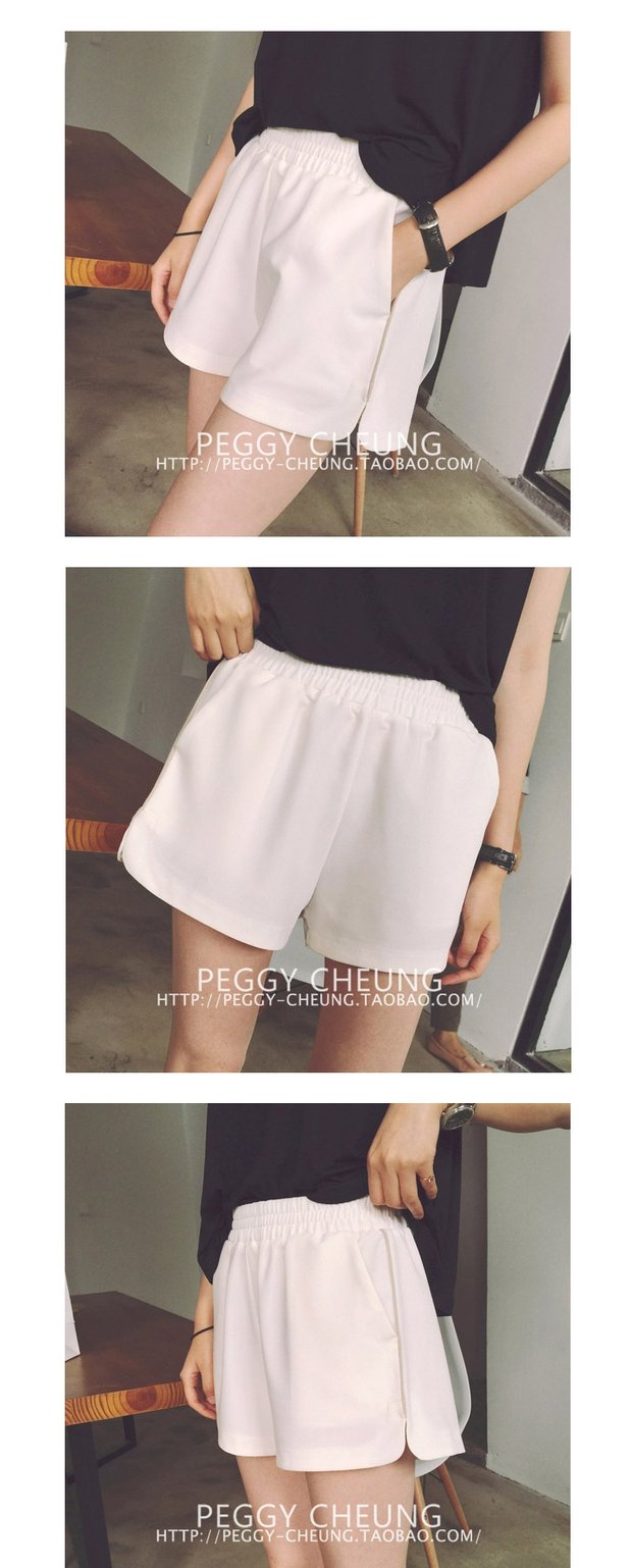 Phụ nữ mới Hàn Quốc hoang dã lỏng lẻo màu rắn eo cao quần thể thao quần short thể thao kích thước lớn quần chân rộng sinh viên quần đùi nữ đẹp