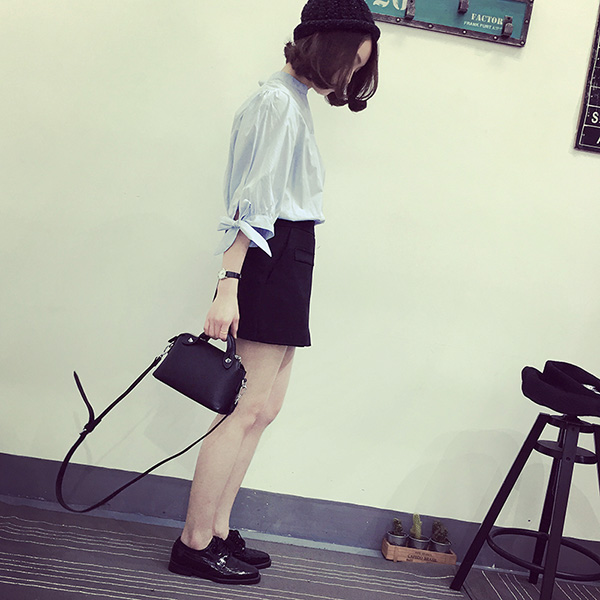 2018 mùa xuân mới của phụ nữ Hàn Quốc phiên bản của văn học tươi sọc dọc lỏng mỏng V-Cổ áo thun áo sơ mi nữ sơ mi tay ngắn