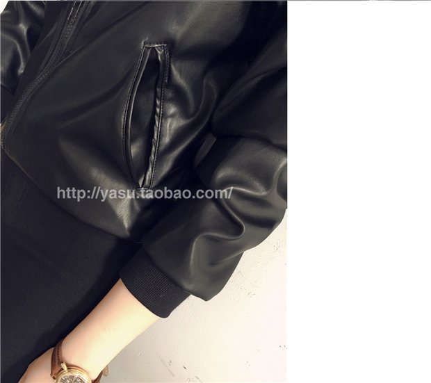 Phụ nữ mới 2018 thời trang áo khoác da pu nhỏ cổ ngắn dây kéo màu đen xe máy clip mùa thu thoi trang nu