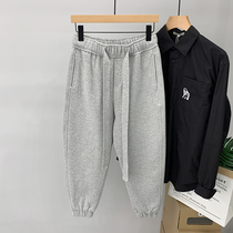Spring High Street Grey Pants Mens Chains Chauffins Looters Looters Loose and thin bunches of Pants Daily Kharen Casual Pants