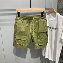 Summer Mens Tooling Shorts Day Tying Fashion Trendy Fashion 100 Hitch Multiple Pocket Draw Rope Casual Black 50% Pants
