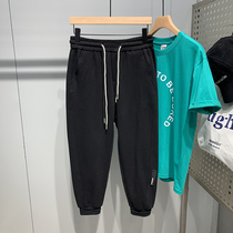 Spring Tightness Waist Casual Wear Pants Male Korean version trendy loose 100 lap corset foot sports pants Chaulen Pants Kharen Pants