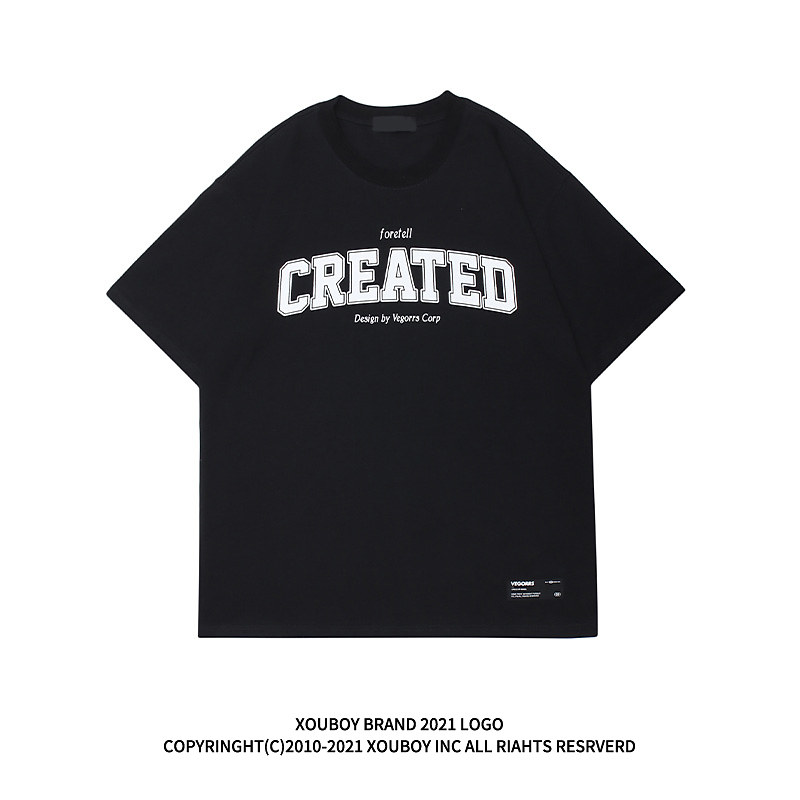 American street letter printed short sleeve T-shirt Male High Street College Wind minimis Loose Oversize Half Sleeve T-shirt