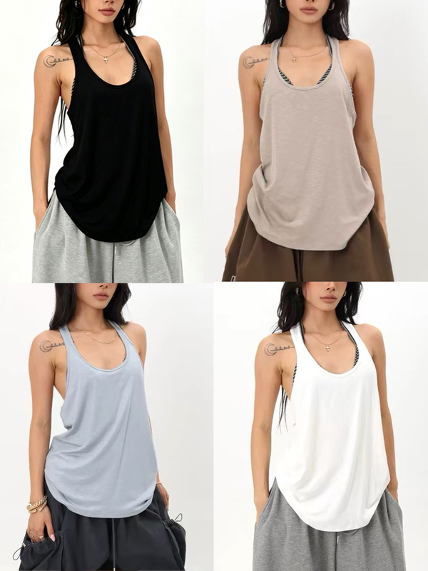 American-Style Vintage Spicy Girl Tank Top for Women, Jazz Style, Pure Desire, Loose Fit, Versatile Casual Sports Top, Trendy