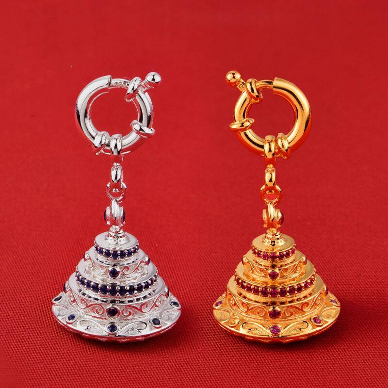 S925 sterling silver gold-plated small mancha rocard buckle pendant star moon Bodhi Buddha bead accessories car pendant manza pendant