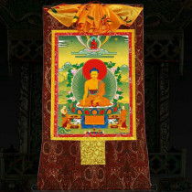  Thangka portrait of Shakyamuni Buddha Tibetan hanging painting Puride hand-mounted cloth printed gold thread Thangka Buddha statue