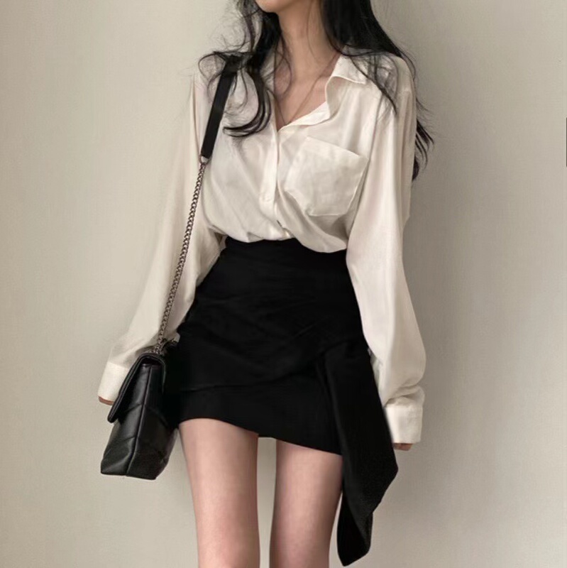 Retro Hong Kong Style White Shirt for Women, New 2025 Spring and Autumn Long-Sleeved Top, Stylish and Versatile Shirt Jacket Trend Retro Hong Kong Style White Shirt for Women, New 2025 Spring and Autumn Long-Sleeved Top, Stylish and Versatile Shirt Jacket Trend