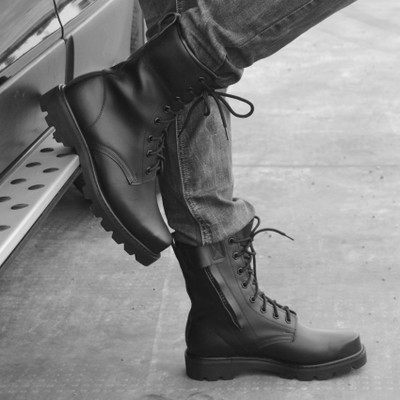 Autumn and Winter leather steel head male special high combat boots warm yang mao xue lu zhan xue fang bao xue bao an xie