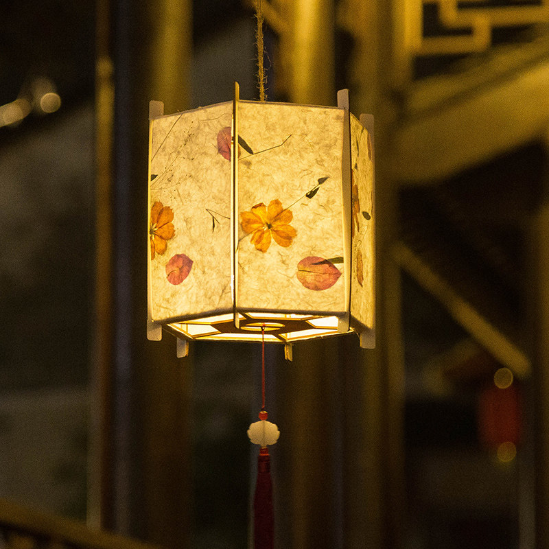 2022 Mid-Autumn Lantern Creative Spring Festival Children's Handmade DIY Lantern Retro Style Hanfu Flower Paper Portable Lantern