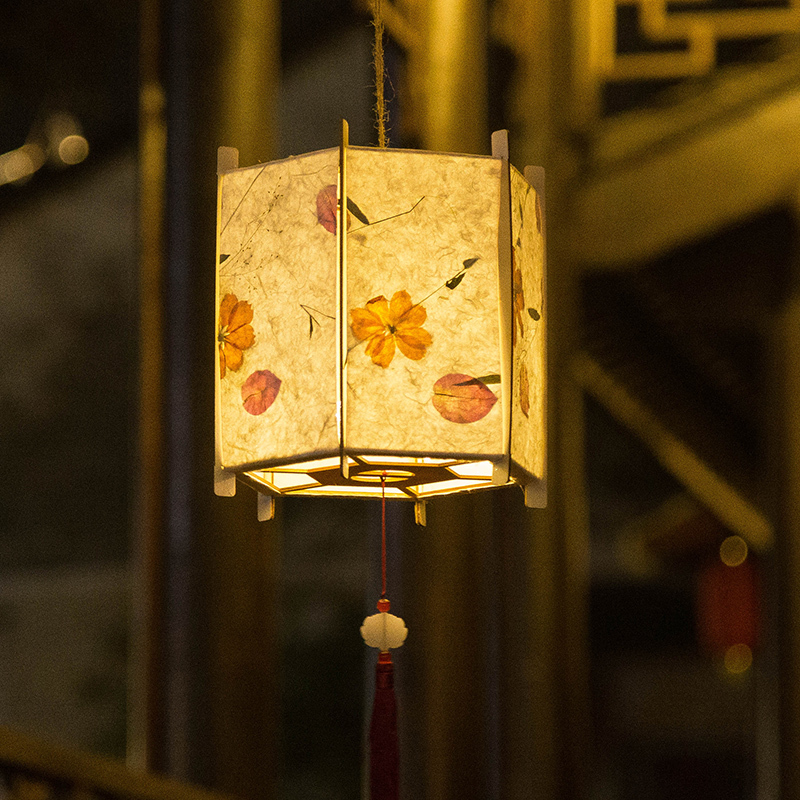 Mid-Autumn Festival Lanterns Creative Children's DIY Lanterns Retro Style Hanfu Floral Paper LAOSHU Materials Handheld Lantern