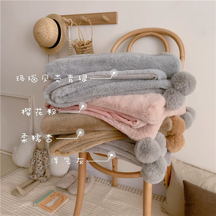 Hanano dệt Bắc Âu ins Bunny nhung beo chăn dày con chăn con thảm Sphere Giải trí mền - Ném / Chăn chăn lông cừu queen