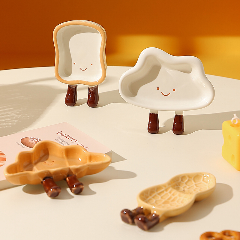 ins Creative Bread Plate, Cute Small Plate, Exquisite Ceramic Flavor Plate, Barbecue Dipping Plate, Household Mustard Plate