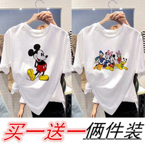 Printed Mickey pattern white short sleeve T-shirt female tide Korean version 2020 Summer new cartoon loose cotton top