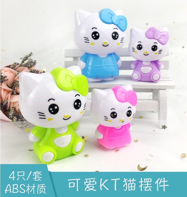 Girl's birthday cake decorated plastic fruit KT Cat Scene Cake fittings machine cat