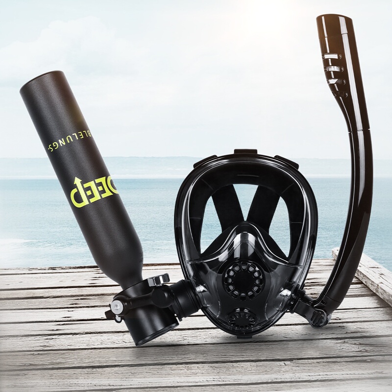 Swimming and Diving Full-Face Mask Underwater Breathing Apparatus Full-Face with Oxygen Tank Scuba Waterproof Mask Artificial Gills Lung Swimming and Diving Full-Face Mask Underwater Breathing Apparatus Full-Face with Oxygen Tank Scuba Waterproof Mask Artificial Gills Lung