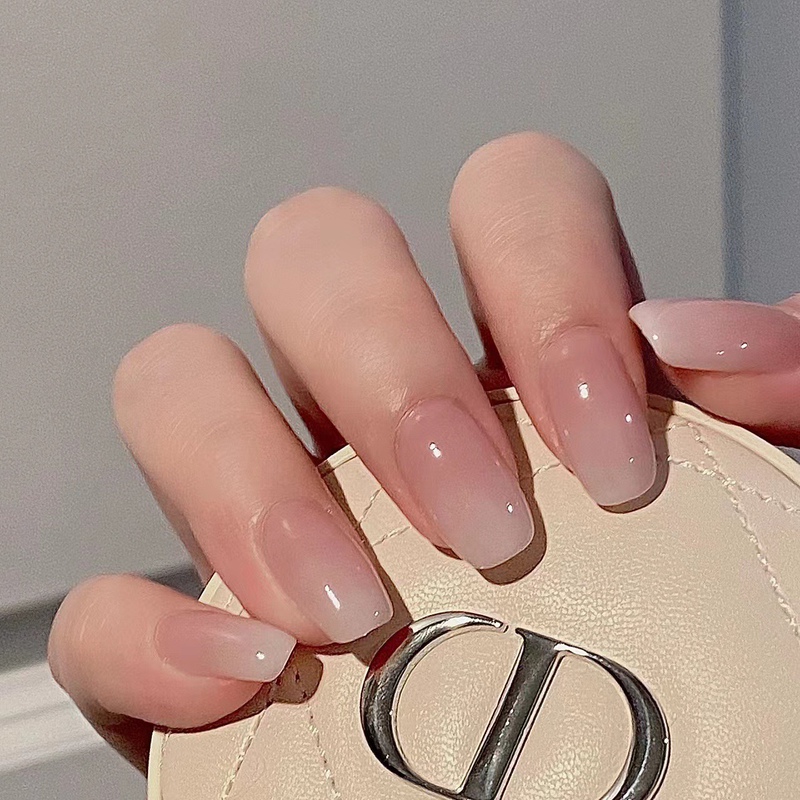 Purely Handmade Phototherapy Wearable Nails, Same Style as Huan Huan, Nude Color, Ice Transparent Milky White Gradient Nail Patches, Simple Style from Xiaohongshu Purely Handmade Phototherapy Wearable Nails, Same Style as Huan Huan, Nude Color, Ice Transparent Milky White Gradient Nail Patches, Simple Style from Xiaohongshu