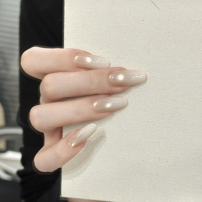 Purely Handmade White Moonlight Milky Gradient Glass Beads Cat's Eye Gentle and Tender Pure Color Ice Transparent High-End Clean Manicure Purely Handmade White Moonlight Milky Gradient Glass Beads Cat's Eye Gentle and Tender Pure Color Ice Transparent High-End Clean Manicure