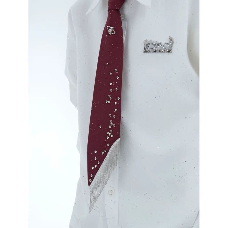 Original Design with Rivet Embellishments, Heavy-Duty Simple Tassel Tie Accessory