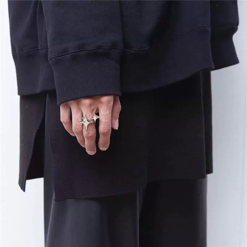 "FE3C" SS21 Bling Bling Ring Star Ring Silver can fine -tune