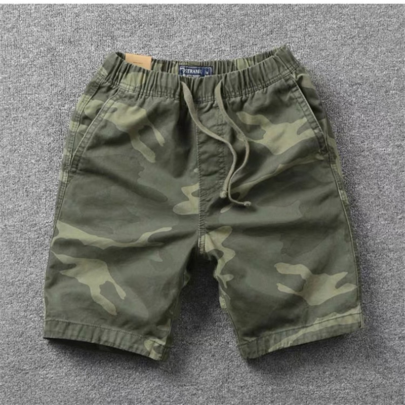 American Classic Men's Jogging Shorts, Pure Cotton Loose-Fitting Three-Quarter Length Sports Running Camouflage Shorts in Multiple Colors with Drawstring Waist