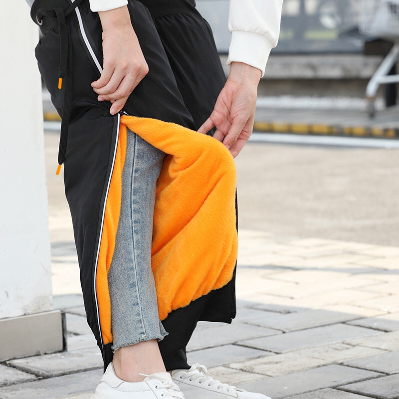 Electric car knee thickness gold velvet winter warm men and women leg artificial zipper reflective strip waterproof cycling