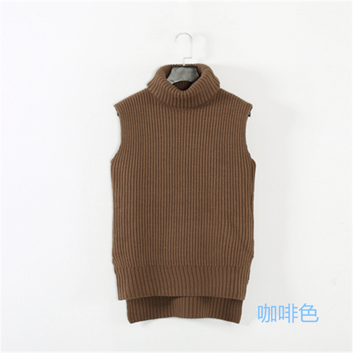 Thu đông 2018 mẫu áo len size lớn áo khoác dài rộng cổ áo len cao cổ vest vest nữ áo khoác len cardigan nữ