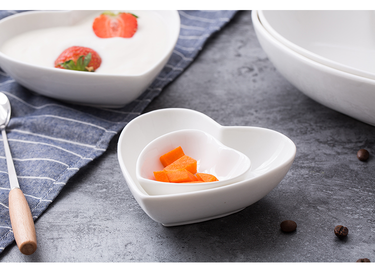 Sứ hình trái tim gốm tráng miệng bát gia vị bát kem bát salad sáng ăn sáng bát bát gốm hình dao kéo - Đồ ăn tối khay inox đựng thức ăn
