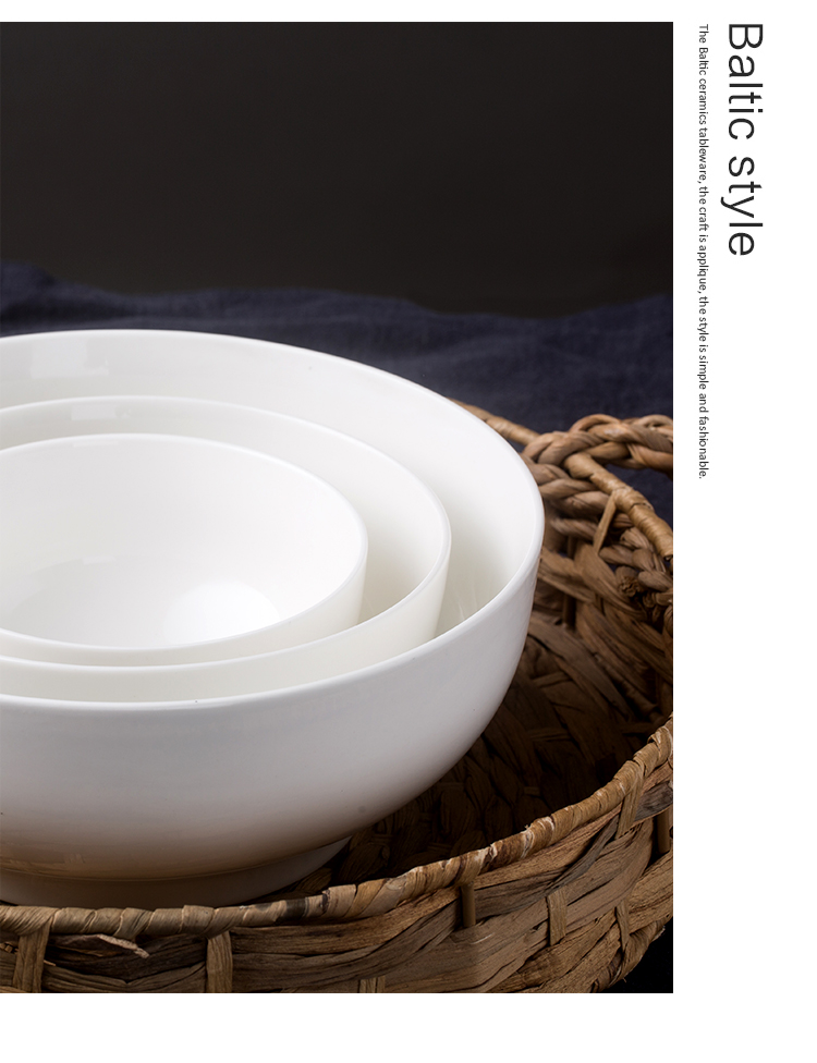 Sứ IKEA hộ gia đình Hàn Quốc bát sứ trắng dao kéo Bộ bát ăn bát sứ bát kê bát lớn tô ăn cơm