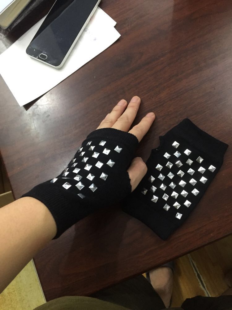 New không chính thống đinh tán điều khiển ngón fingerless găng tay ngắn ngoài trời knit cotton găng tay màu đen thủy thủ khiêu vũ găng tay tĩnh điện