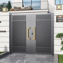 Aluminum alloy rural self-built house yard gate wrought iron courtyard door stainless steel outdoor villa gate primary and secondary doors
