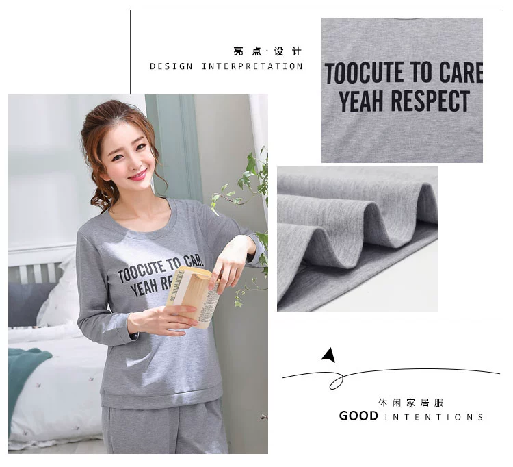 Mỗi ngày đặc biệt đồ ngủ mùa xuân và mùa thu phụ nữ cotton mùa thu dài tay mùa thu và mùa đông phù hợp với sinh viên Hàn Quốc tươi phục vụ thường xuyên - Nam giới