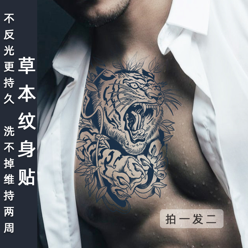 Herbal Tattoo Stickers, Juice-Based, Semi-Permanent, Non-Reflective, Waterproof for Women, Long-Lasting Realistic Tattoo Stickers for Men [Two Pieces]