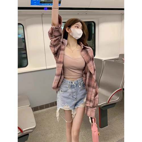 Розовая летняя рубашка, дизайнерская куртка, французский стиль, оверсайз, свободный крой