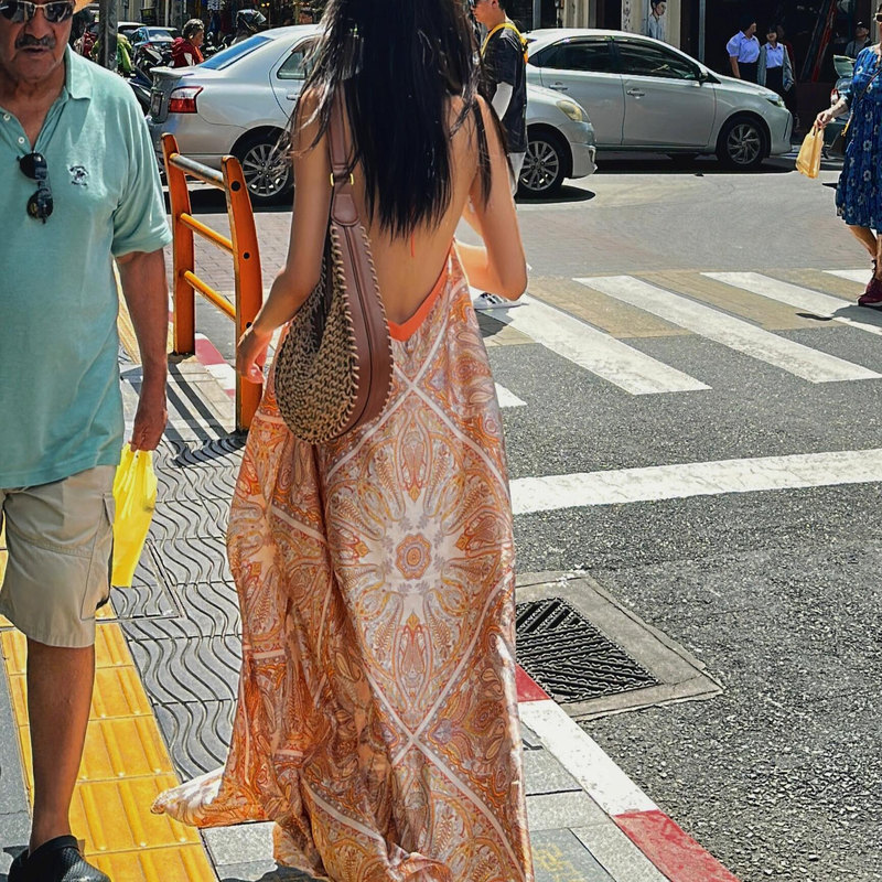 Thai Island Vacation Beach Dress, Singapore Bali Seaside Long Dress, Yunnan Dali Erhai Photo Dress