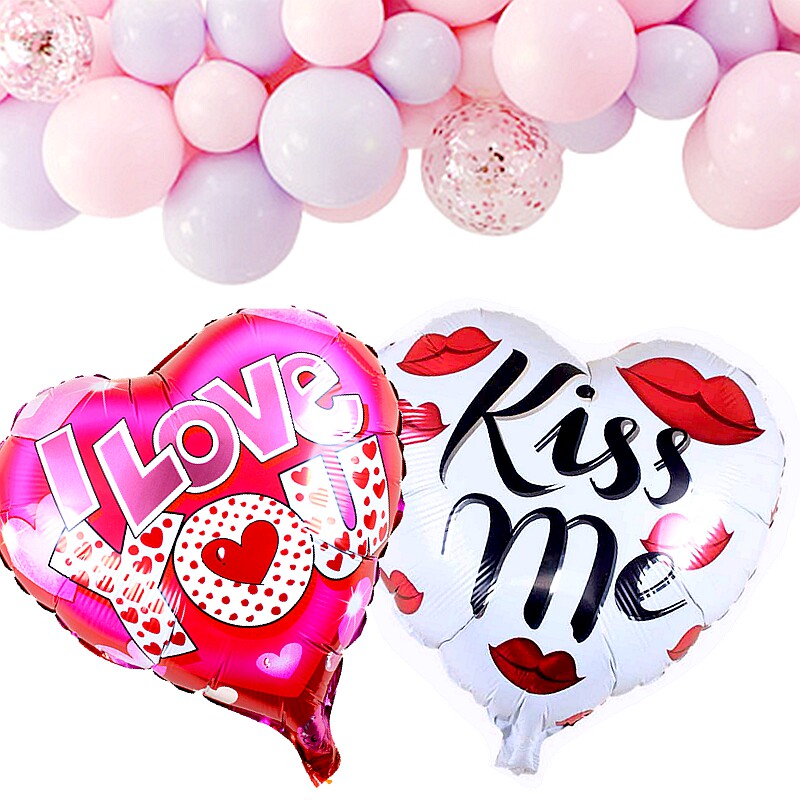 18 Inch Printed Aluminum Film Heart-shaped Helium Balloon Loving Aluminum Foil Courtwedding Balloon Wedding Arrangement Decoration Floating Air Balls