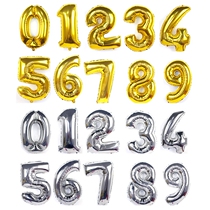 16 inch gold silver digital aluminum film Balloon Birthday Party wedding wedding decoration arrangement 0-9 aluminum foil balloon