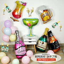 Crown Champagne wine bottle glass aluminum film balloon wedding room birthday theme party KTV layout bar decoration