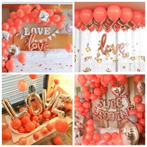 Wedding House Decoration Coral Red Balloon Package Hotel Background Wall Creative Placement Birthday Party Living Room Dress