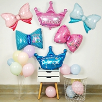 Crown bow theme Creative Party baby one year old one hundred days old day arrangement aluminum balloon decoration supplies