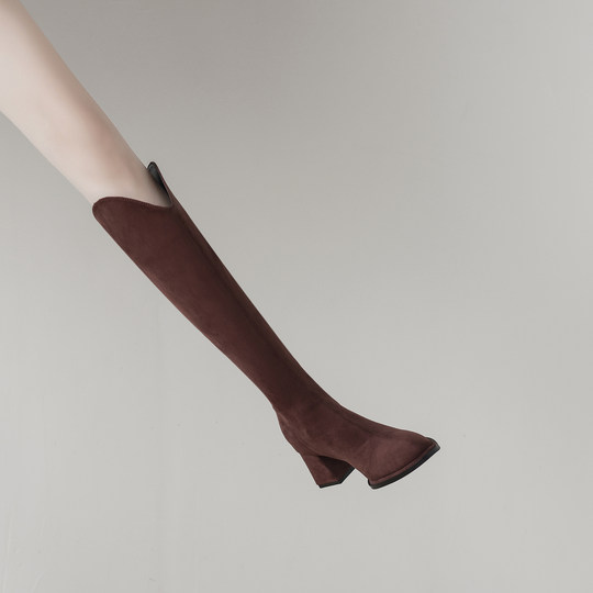 Sheepskin Version of the Super Stylish V-Cut Long Boots for Women, 2025 New Autumn and Winter Elegant High-Heeled High Boots