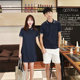 Couple summer wear 2024 new men's polo shirt short-sleeved T-shirt tops casual slim women's lapel dress